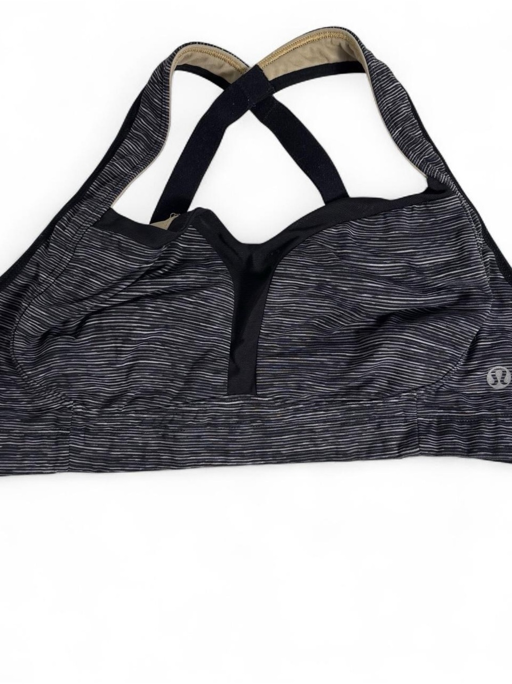 lululemon athletica Black/Gray Striped Sports Bra - Crossback Support
